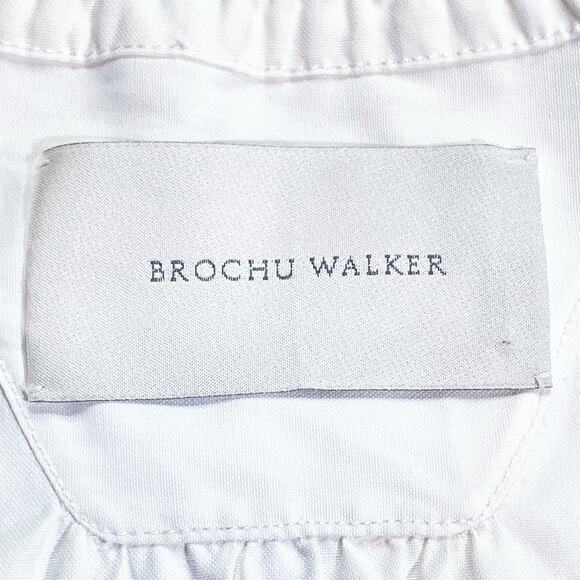 Brochu Walker White Cotton Poplin Drop Waist Ruffle Hem Dress Small - Picture 3 of 3